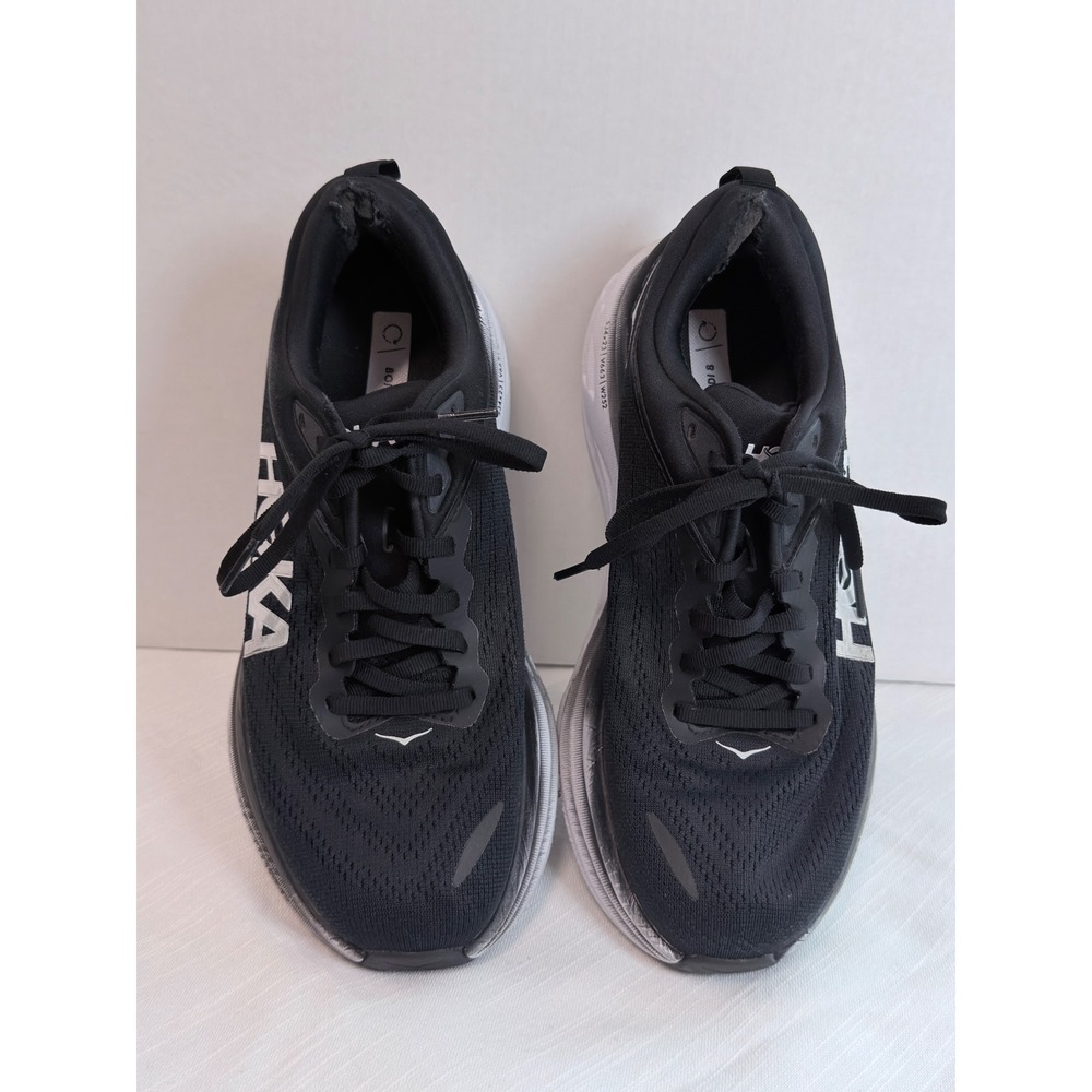 Hoka Bondi 8 Running Shoes Womens 9B Black White Good Max Cushion 1127952 BWHT - Picture 2 of 12